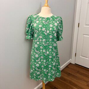 EUC Crown & Ivy Green Zebra Floral Puff Sleeve Casual Dress Sz XXL